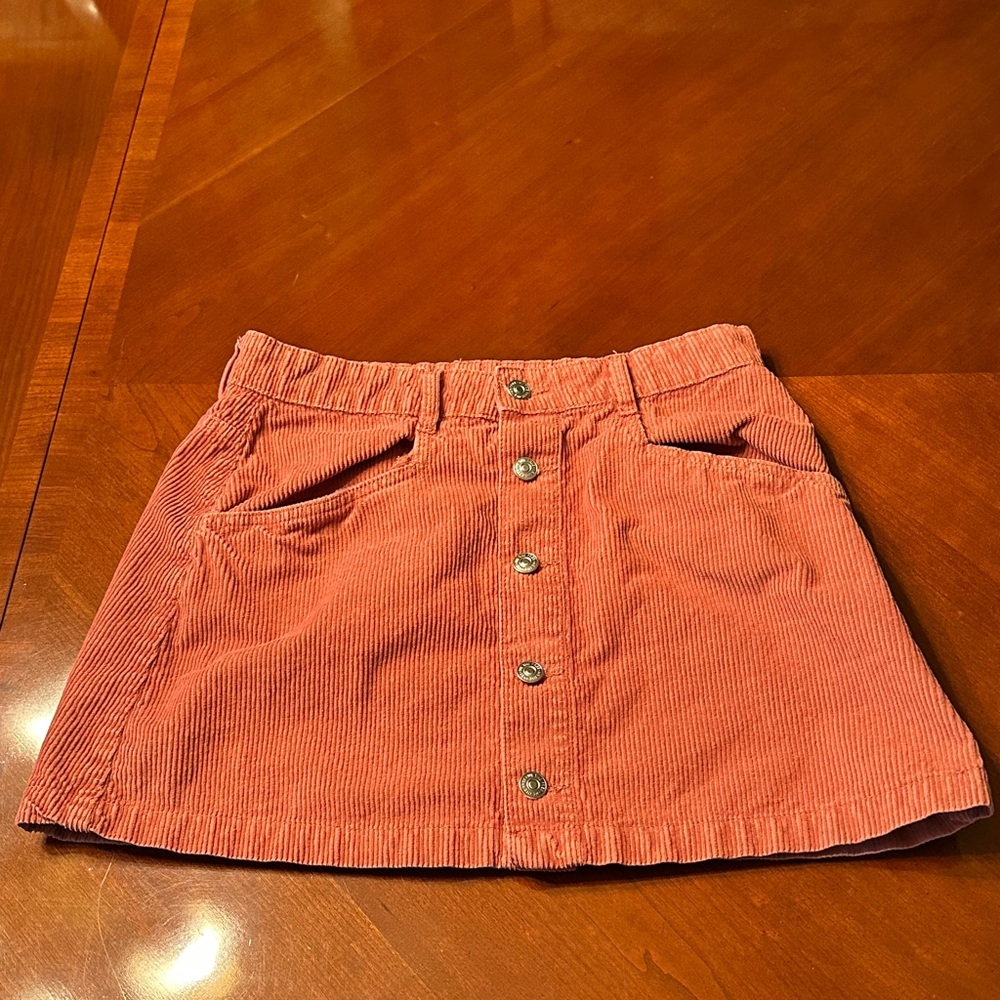 Free People Rust Corduroy Button-Front Mini Skirt